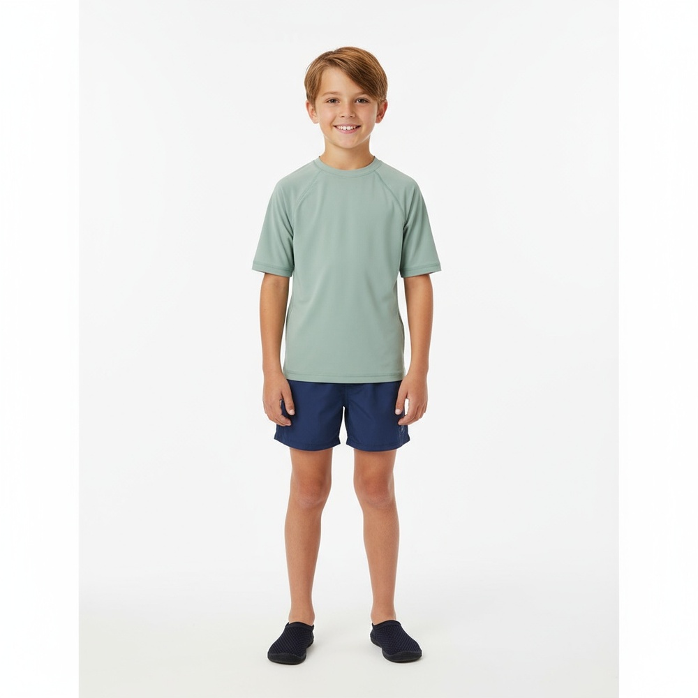 Wonder Nation Boys Green Short Sleeve Rashguard Swim Shirt Size XL (14/16)